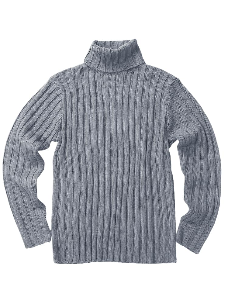 Gafeng Mens Turtleneck Sweaters Winter Thick Ribbed Knit Loose Fit Chunky Thermal Cable Pullover Knitwear (Large, A-Dark Gray) - Image 3